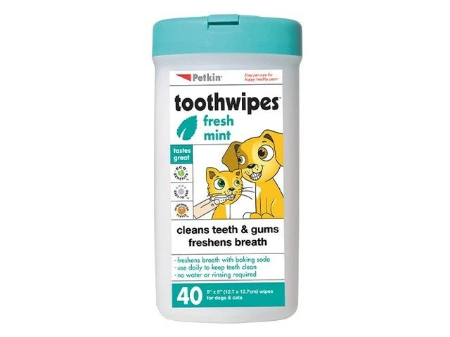Petkin Fresh Mint Toothwipes For Dogs And Cats 40 Pack | VetSupply Australia photo 1
