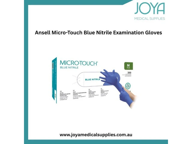Ansell Micro-Touch Blue Nitrile Examination Gloves - Joya Medical Supplies photo 1