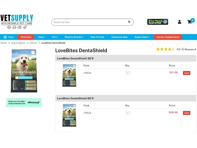 LoveBites DentaShield For Dogs | Daily Dental Health Chews | VetSupply Australia photo 1
