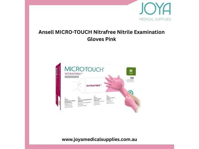 Ansell MICRO-TOUCH Nitrafree Nitrile Examination Gloves Pink - Joya Medical Supplies photo 1
