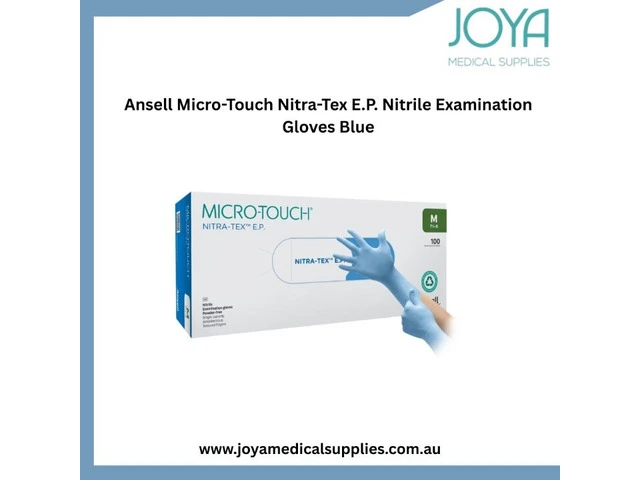 Ansell Micro-Touch Nitra-Tex E.P. Nitrile Examination Gloves Blue - Joya Medical Supplies photo 1