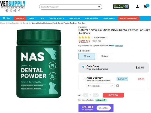 Natural Animal Solutions (NAS) Dental Powder For Dogs And Cats 80 Gm | VetSupply Australia photo 1