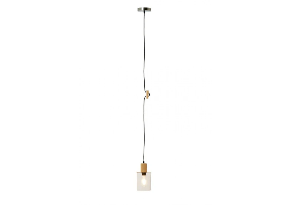 Modern Glass and Wood Pendant Light photo 1
