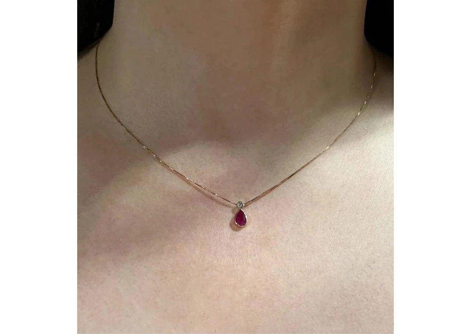 Rubina Ruby & CZ Necklace in 925 Silver photo 1