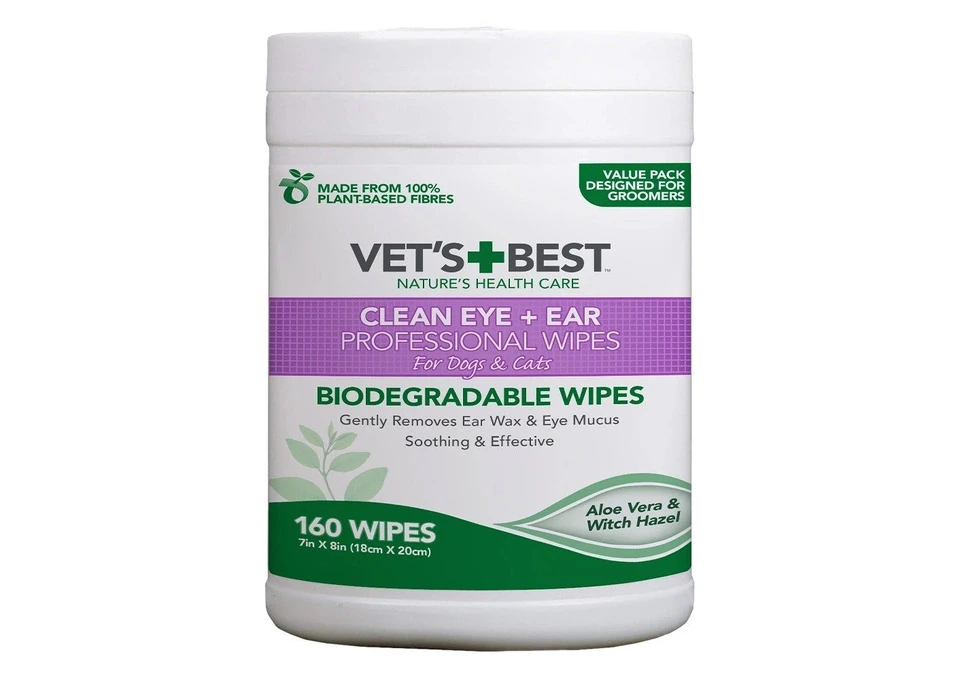Vet's Best Clean Eye & Ear Wipes for Dogs & Cats 160 Pieces | VetSupply photo 1