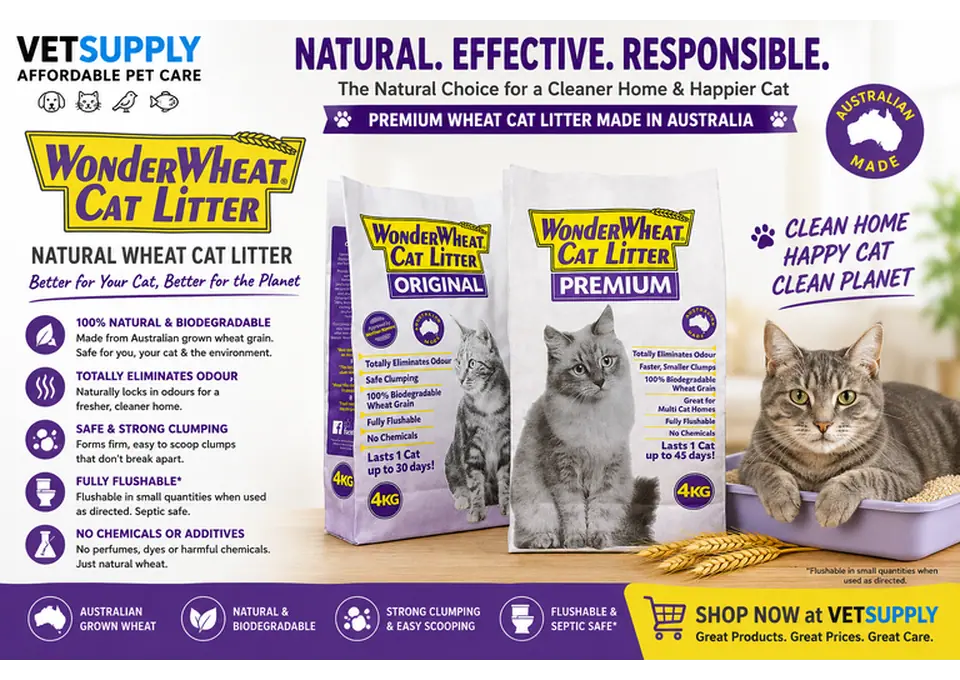 Wonder Wheat Cat Litter Australia | Natural Wheat Cat Litter | VetSupply photo 1