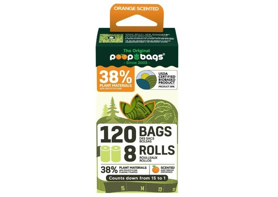 Poop Bags 120 Orange Scented Waste Bags photo 1