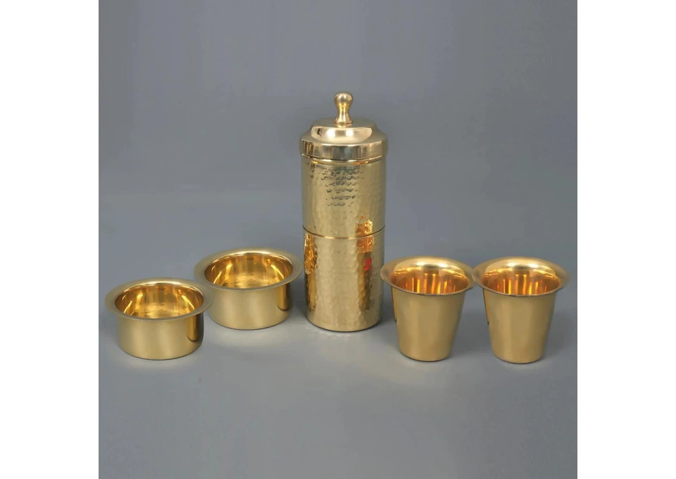 Brass Filter Coffee and Davara Set of 3 Pcs – Brew the Perfect Cup of Coffee photo 1