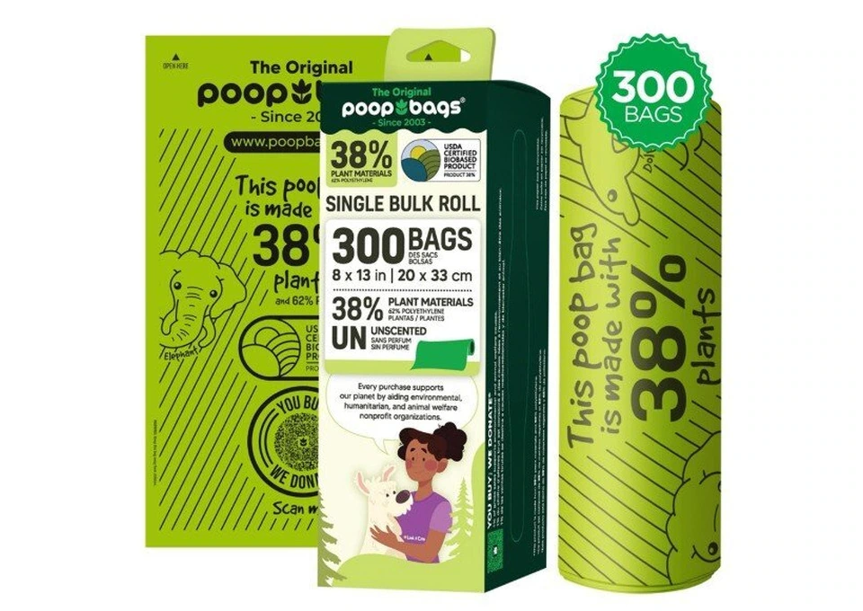 Poop Bags Green Single Bulk Roll 300 Pack photo 1