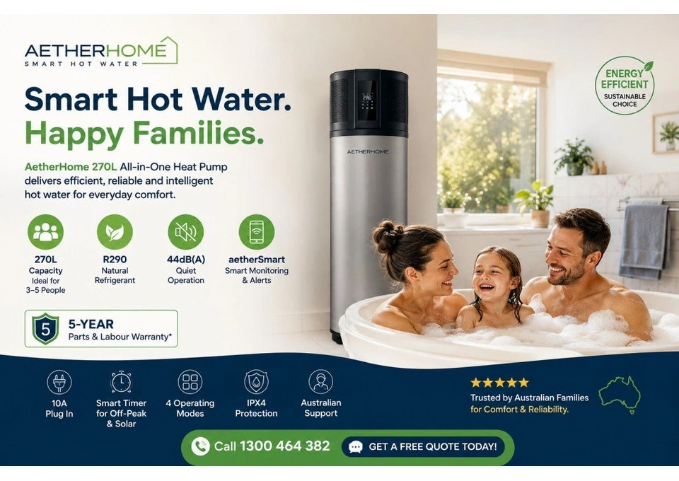 AetherHome 270L Heat Pump Hot Water System photo 1