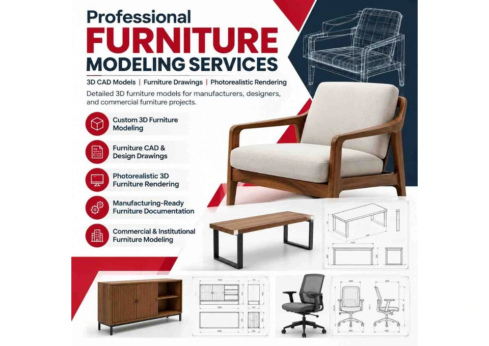 Professional Furniture Modeling Services | 3D CAD Models & Rendering Solutions photo 1