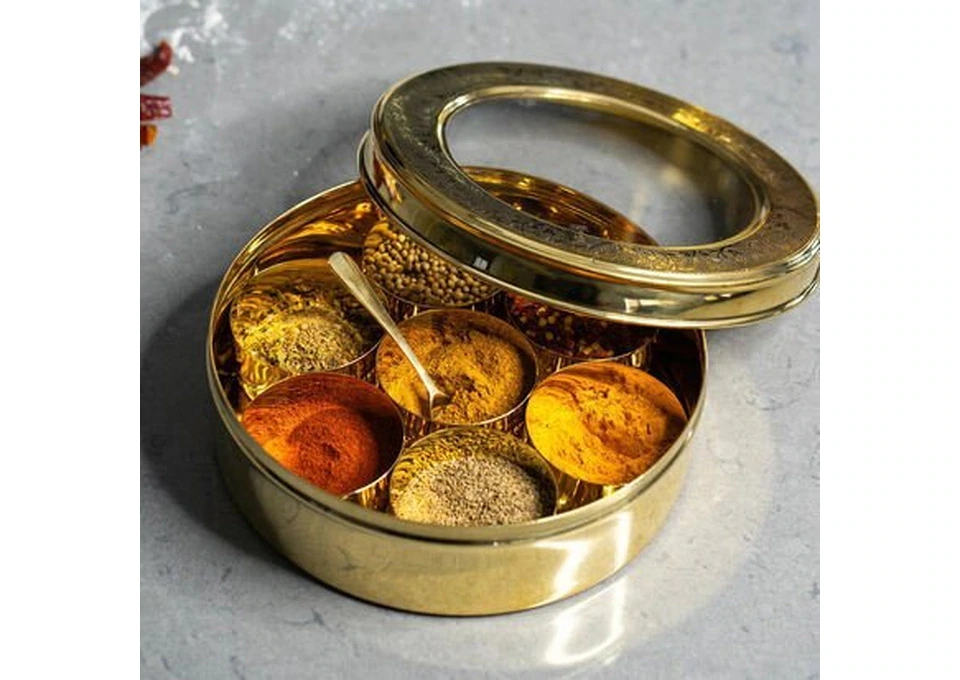 Order Online Pure Brass Spice Box with Glass Lid Today photo 1