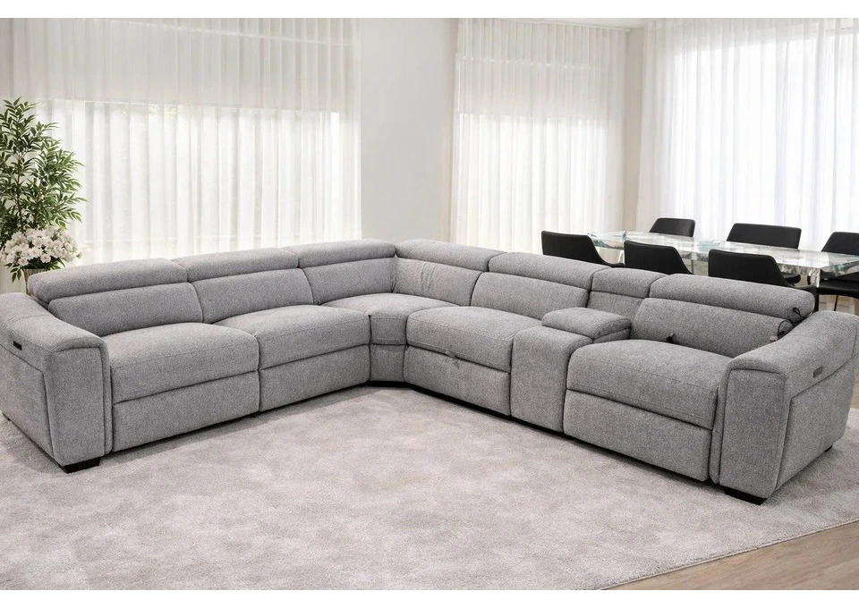 Byron Grey Fabric Electric Modular Recliner