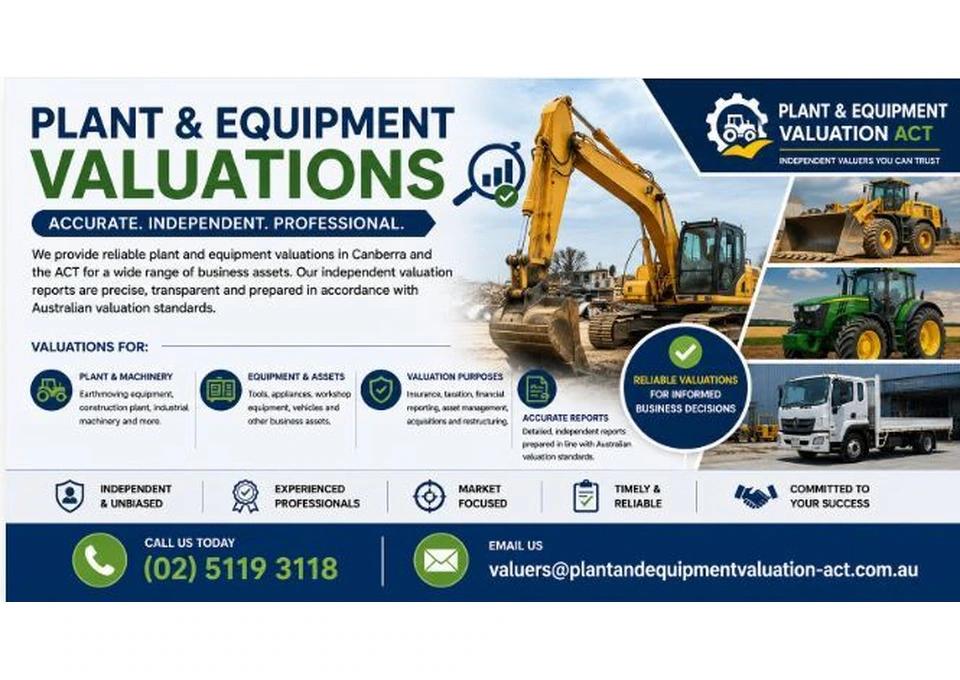 Plant and Equipment Valuations in Canberra ACT