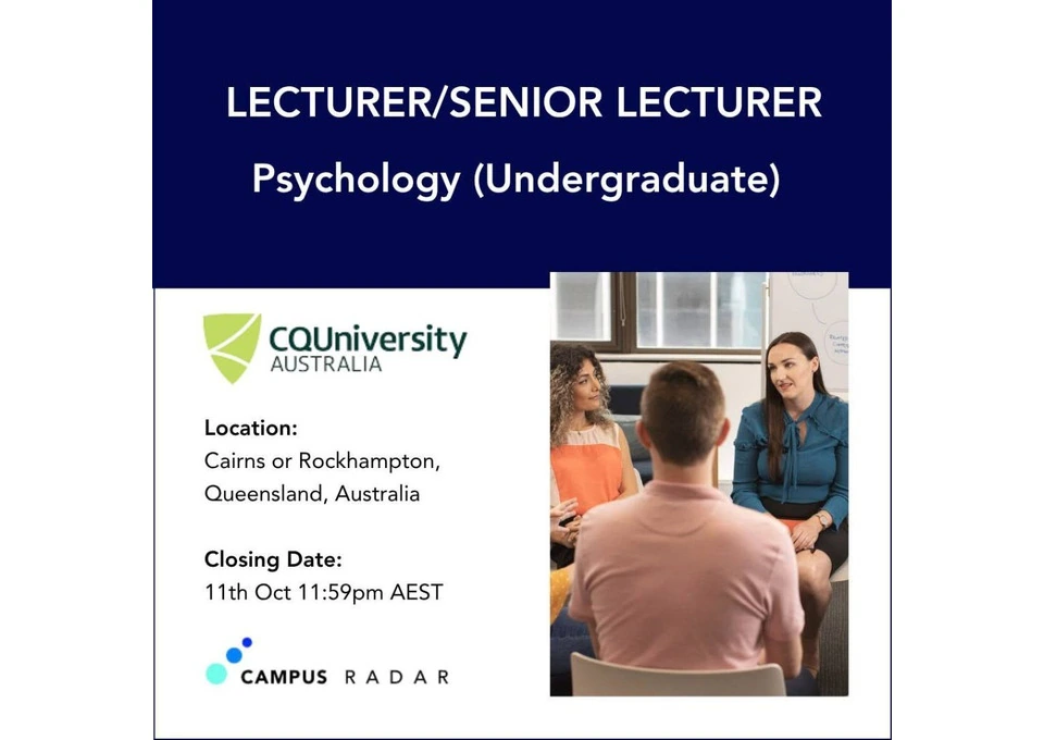 Psychology Lecturer & Senior Lecturer Jobs at CQUniversity Australia
