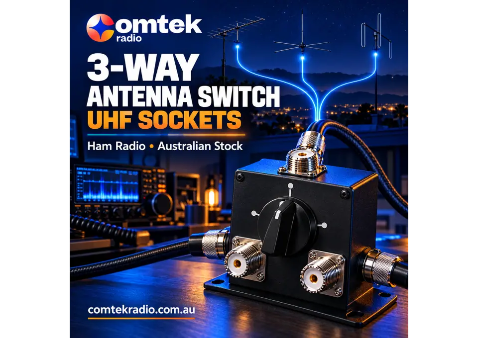 3-Way Antenna Switch, UHF Sockets — Ham Radio, Australian Stock photo 1