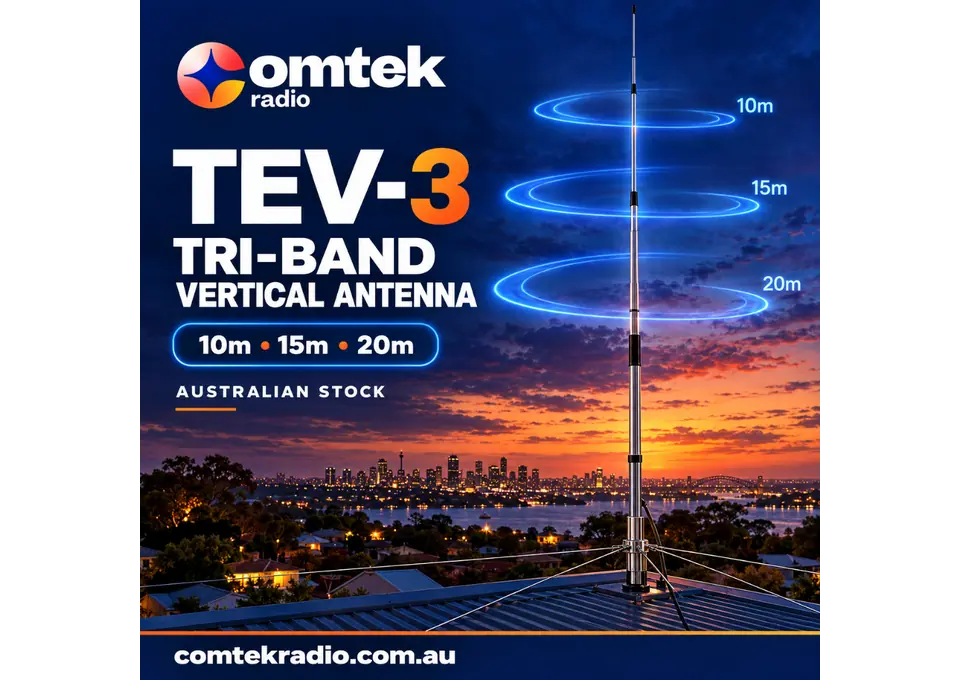 TEV-3 Tri-Band Resonant Vertical Antenna — 10, 15, 20m — Australian Stock photo 1