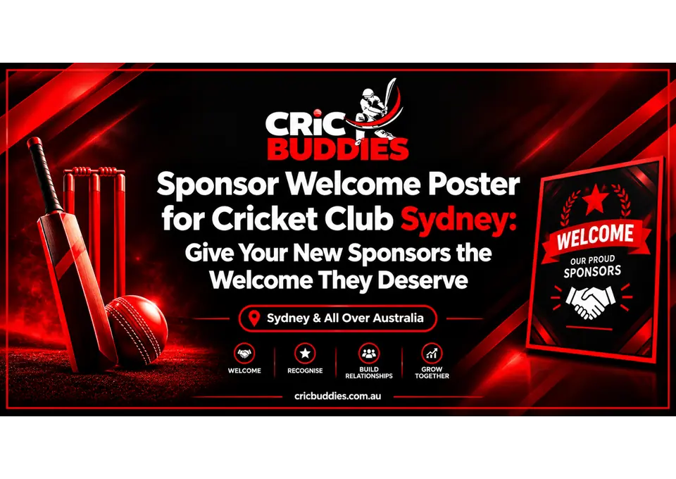 Sponsor Welcome Poster for Cricket Club Sydney: 20% Off Custom Designs