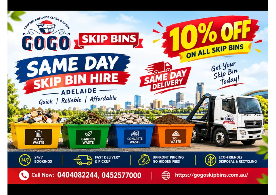 Affordable Same Day Skip Bin Hire Adelaide for Quick Clean-Ups | GoGo Skip Bins photo 1
